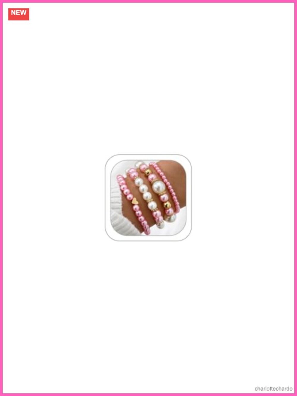 Simulated Pearl Beaded Stretch Bracelet Set Multilayered Elastic Stackable